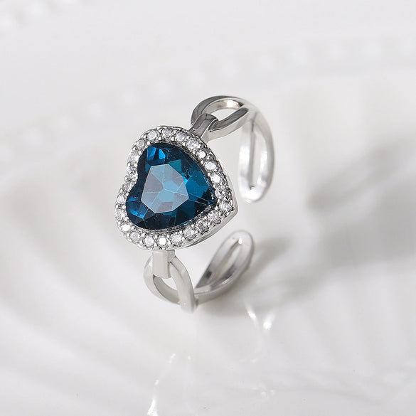 Wholesale Ring Copper Electroplated Geometric Heart Shape Serrated Love Open Ring Unisex Retro Creative