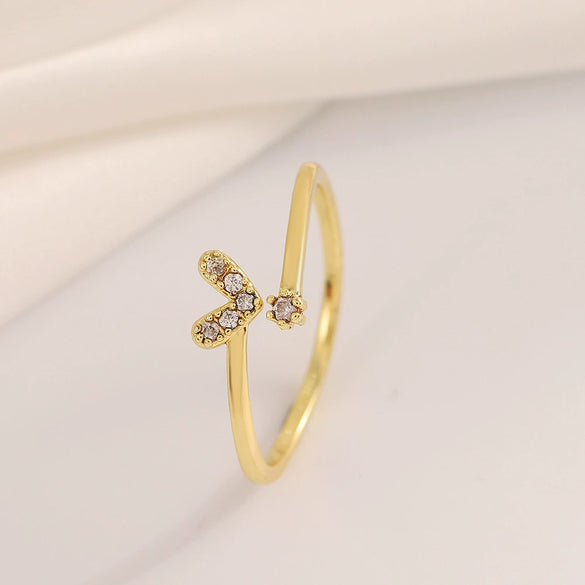 Wholesale Ring Copper Electroplated Geometric Heart Shape Serrated Love Open Ring Unisex Retro Creative