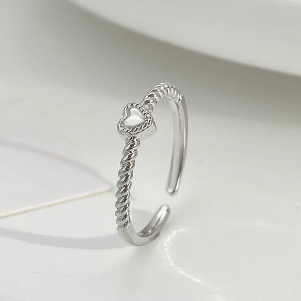 Wholesale Ring Copper Electroplated Geometric Heart Shape Serrated Love Open Ring Unisex Retro Creative