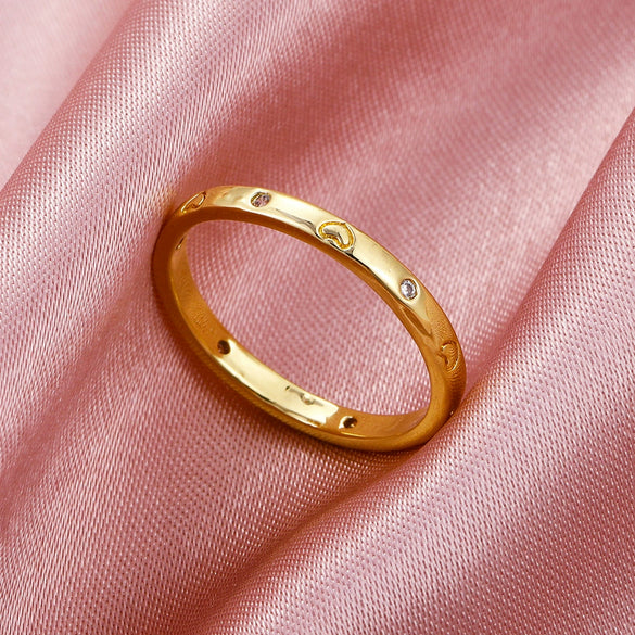 Wholesale Ring Copper Electroplated Geometric Heart Shape Serrated Love Open Ring Unisex Retro Creative