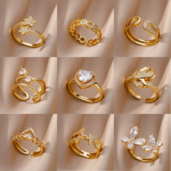 Wholesale Ring Copper Electroplated Geometric Heart Shaped Unisex Cold Style Light Luxury