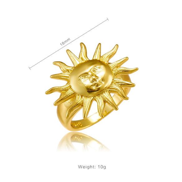 Wholesale Ring Copper Electroplated Platinum 18K Gold Fashion Geometric Sun Design Unisex Women's