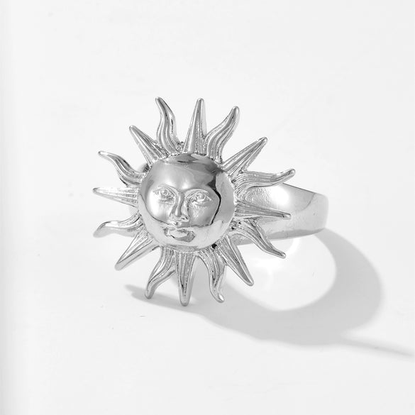 Wholesale Ring Copper Electroplated Platinum 18K Gold Fashion Geometric Sun Design Unisex Women's
