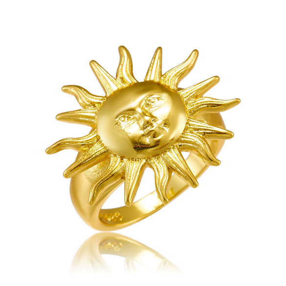 Wholesale Ring Copper Electroplated Platinum 18K Gold Fashion Geometric Sun Design Unisex Women's