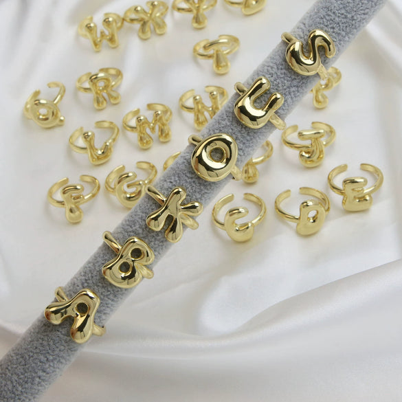 Wholesale Ring Copper Electroplated With Letter Pattern
