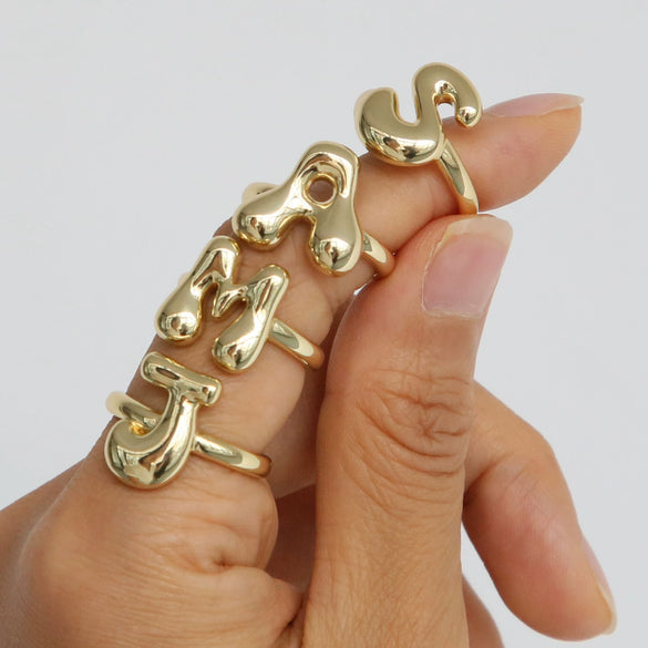 Wholesale Ring Copper Electroplated With Letter Pattern
