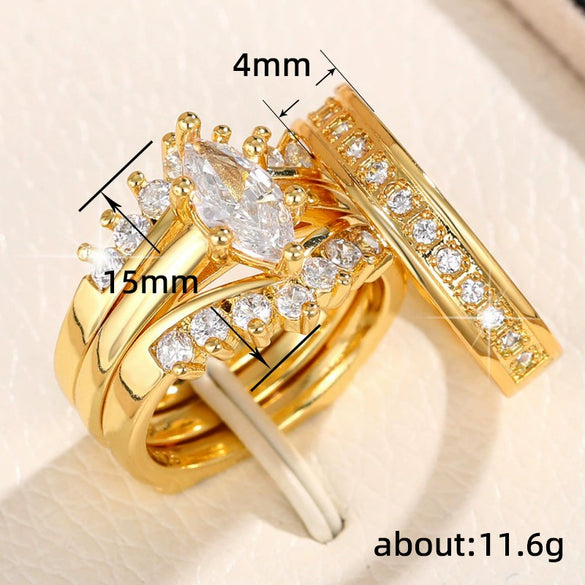 Wholesale Ring Copper Elegant Geometric Micro Inlaid Horse Eye Zircon Unisex