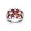 Wholesale Ring Copper Flower Design Electroplating Ruby Zircon