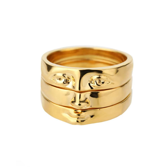 Wholesale Ring Copper Flower Geometric Electroplated Retro Highend Style For Men And Women
