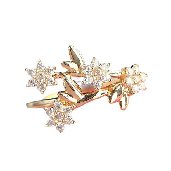 Wholesale Ring Copper Flower Micro Inlaid Zircon For Women