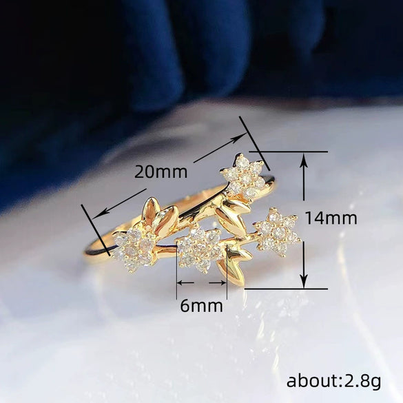 Wholesale Ring Copper Flower Micro Inlaid Zircon For Women