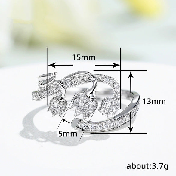 Wholesale Ring Copper Flower Zircon Design