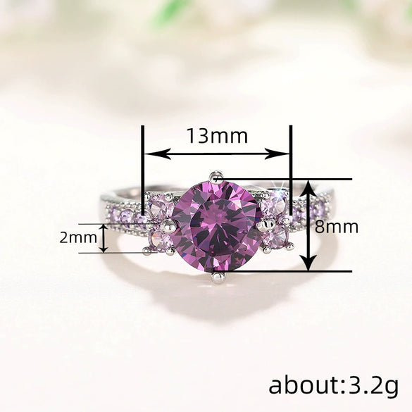 Wholesale Ring Copper Fourclaw Inlaid Zircon Geometric Princess Style