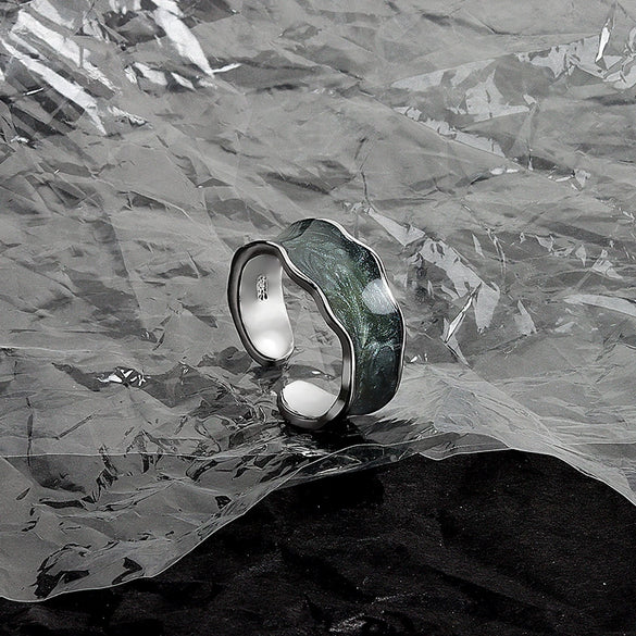 Wholesale Ring Copper French Retro Glaze Bread Shape Wave Styling Electroplating For Women