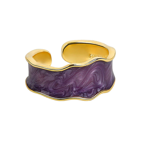 Wholesale Ring Copper French Retro Glaze Bread Shape Wave Styling Electroplating For Women