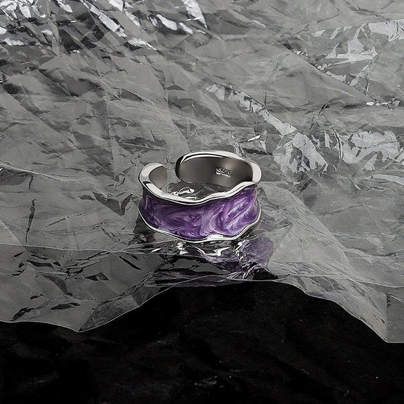 Wholesale Ring Copper French Retro Glaze Bread Shape Wave Styling Electroplating For Women