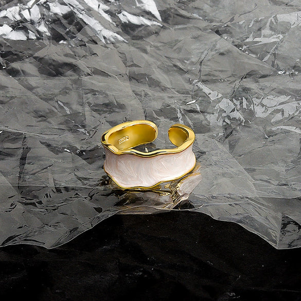 Wholesale Ring Copper French Retro Glaze Bread Shape Wave Styling Electroplating For Women