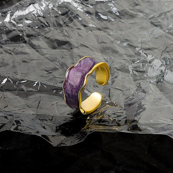 Wholesale Ring Copper French Retro Glaze Bread Shape Wave Styling Electroplating For Women