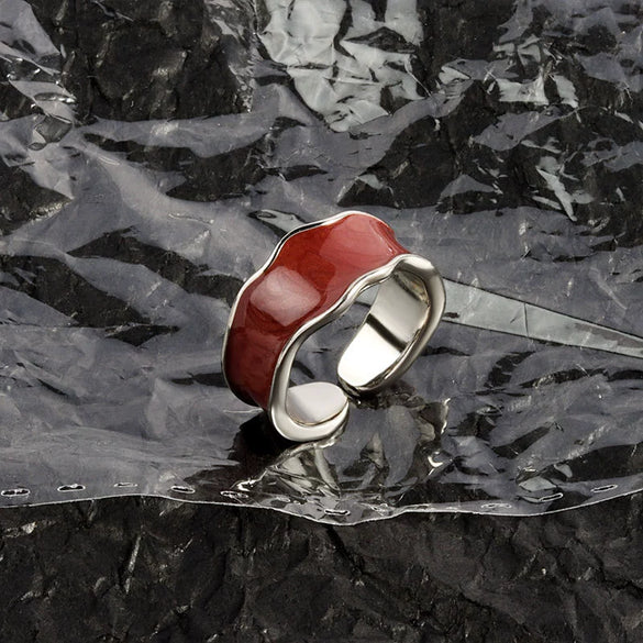 Wholesale Ring Copper French Retro Glaze Bread Shape Wave Styling Electroplating For Women