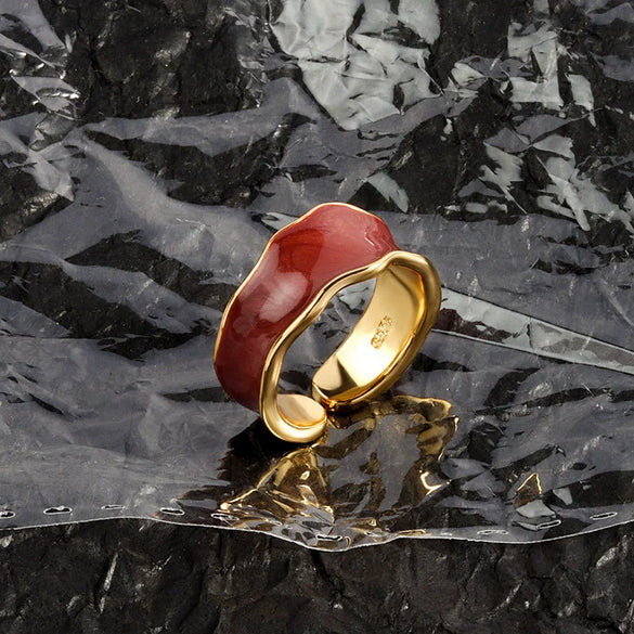 Wholesale Ring Copper French Retro Glaze Bread Shape Wave Styling Electroplating For Women