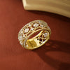 Wholesale Ring Copper Geometric Carved Hollow Retro Style Zircon