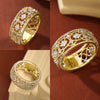 Wholesale Ring Copper Geometric Carved Hollow Retro Style Zircon