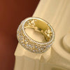 Wholesale Ring Copper Geometric Carved Hollow Retro Style Zircon