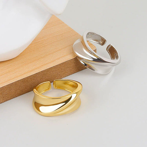 Wholesale Ring Copper Geometric Electroplated Women's Irregular Wide Open Ring