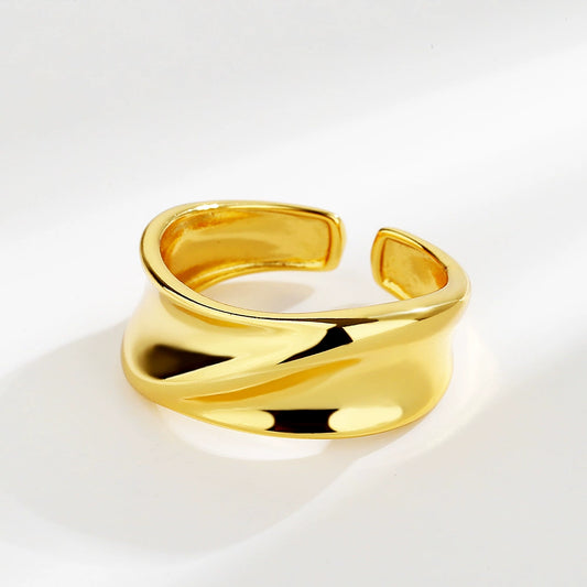 Wholesale Ring Copper Geometric Electroplated Women's Irregular Wide Open Ring
