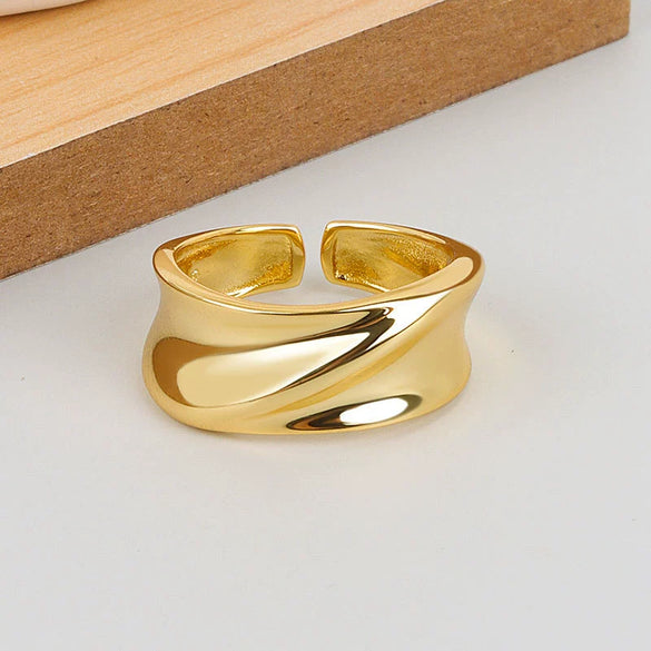 Wholesale Ring Copper Geometric Electroplated Women's Irregular Wide Open Ring