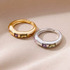 Wholesale Ring Copper Geometric Electroplating Colorful Zircon Square Open Unisex Women's
