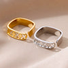 Wholesale Ring Copper Geometric Electroplating Colorful Zircon Square Open Unisex Women's