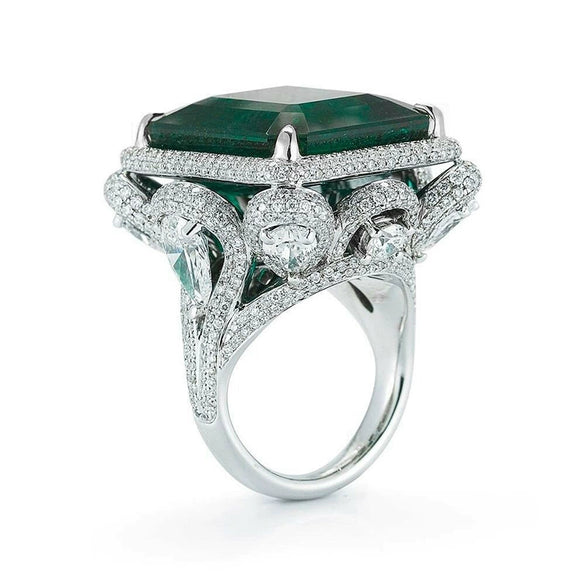 Wholesale Ring Copper Geometric Exaggerated Style With Zircon