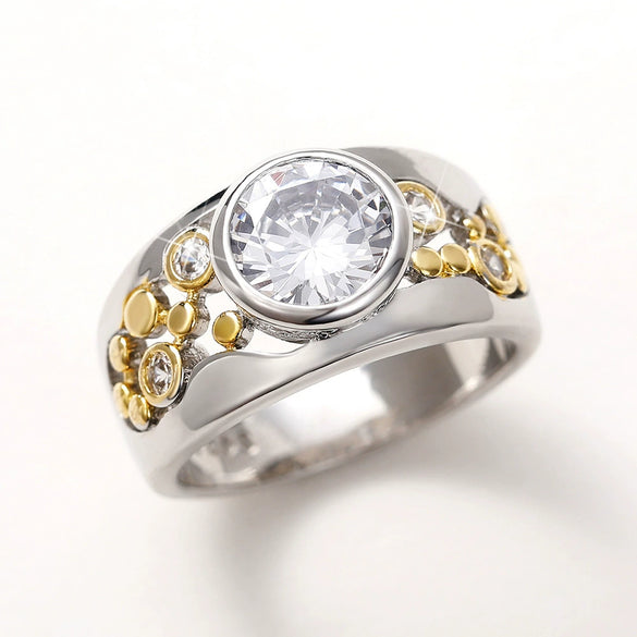 Wholesale Ring Copper Geometric Hiphop Style Hollow Zircon Design