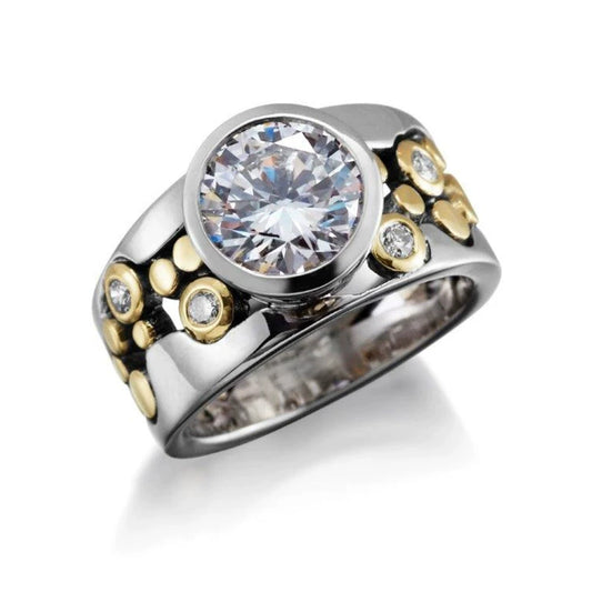 Wholesale Ring Copper Geometric Hiphop Style Hollow Zircon Design