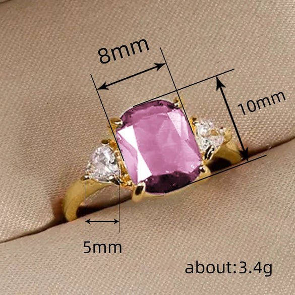 Wholesale Ring Copper Geometric Inlaid Zircon For Women Retro Exaggerated Personality Style