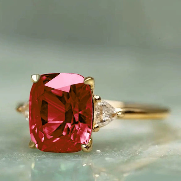 Wholesale Ring Copper Geometric Inlaid Zircon For Women Retro Exaggerated Personality Style