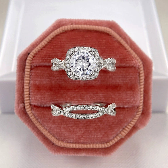 Wholesale Ring Copper Geometric Inlaid Zircon Fresh Style For Women And Couple