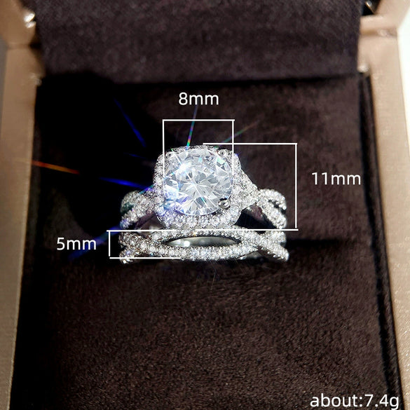 Wholesale Ring Copper Geometric Inlaid Zircon Fresh Style For Women And Couple
