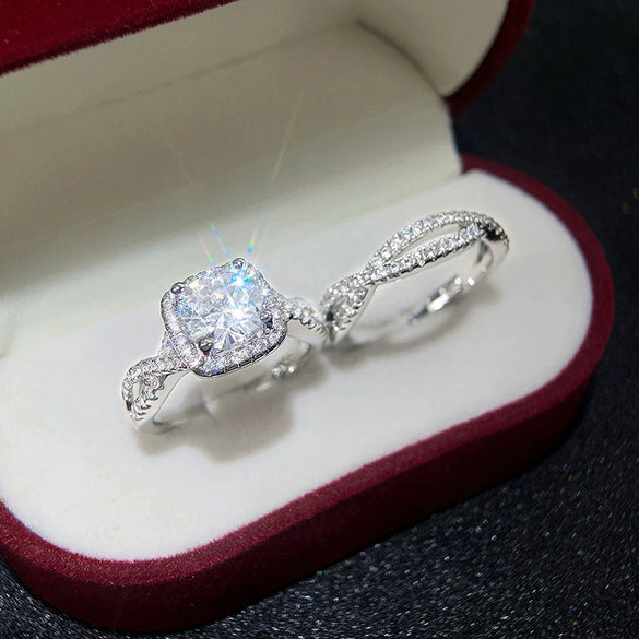 Wholesale Ring Copper Geometric Inlaid Zircon Fresh Style For Women And Couple