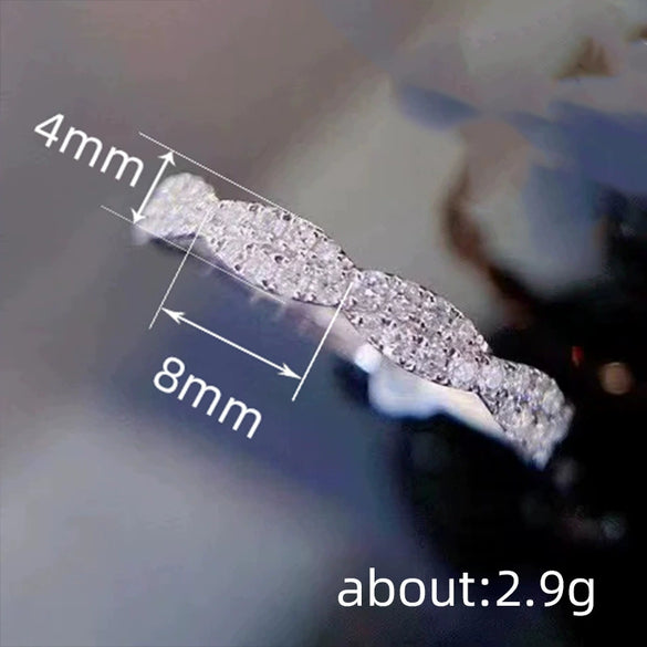 Wholesale Ring Copper Geometric Inlaid Zircon Light Luxury Twisted Edge