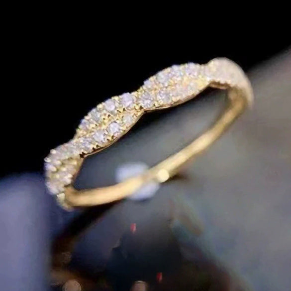 Wholesale Ring Copper Geometric Inlaid Zircon Light Luxury Twisted Edge