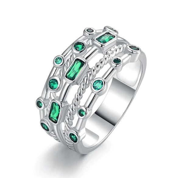 Wholesale Ring Copper Geometric Inlaid Zircon Unisex