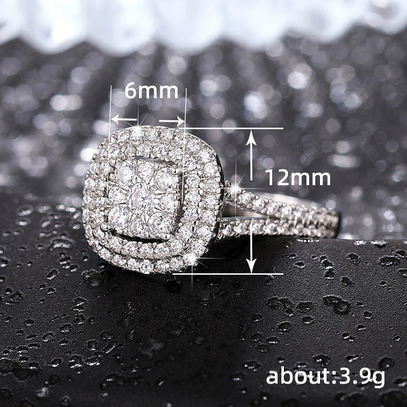 Wholesale Ring Copper Geometric Inlaid Zircon Women's Unisex