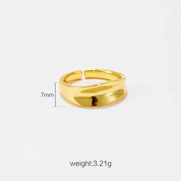 Wholesale Ring Copper Geometric Irregular Electroplated Platinum 18K Gold Light Luxury Style For Women