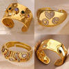 Wholesale Ring Copper Geometric Light Luxury Style With Color Zircon 18K Gold Plated