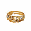 Wholesale Ring Copper Geometric Light Luxury Style With Color Zircon 18K Gold Plated