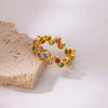 Wholesale Ring Copper Geometric Light Luxury Style With Color Zircon 18K Gold Plated