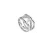 Wholesale Ring Copper Geometric Microinlaid Zircon Electroplated Platinum 18K Gold Fashion Allmatch Stacked For Women