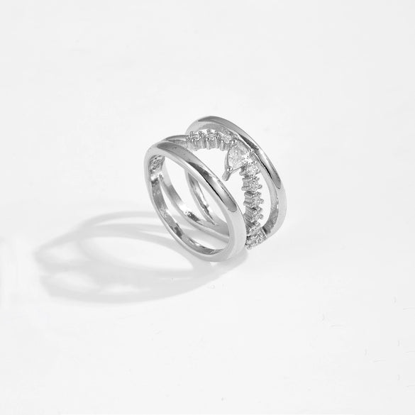Wholesale Ring Copper Geometric Microinlaid Zircon Electroplated Platinum 18K Gold Fashion Allmatch Stacked For Women